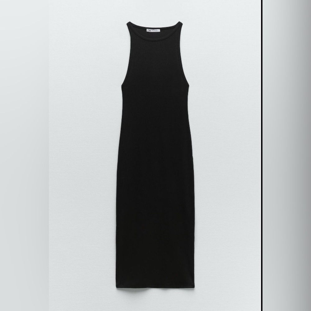 NWT Zara Ribbed Tank Dress | Midi Racerback | Black| Small